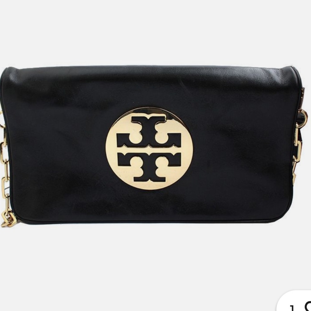Tory Burch Black and Gold Clutch